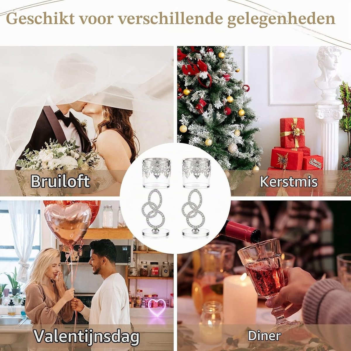 Elegante Crystal Glass Tealight Houder Set van 2 - Stijlvolle Kaarsenstandaards voor Pillar Kaarsen, Perfect voor Bruiloften, Feestjes en Woonkamer Decoratie — cadeau in Wonen & Interieur - foto 6