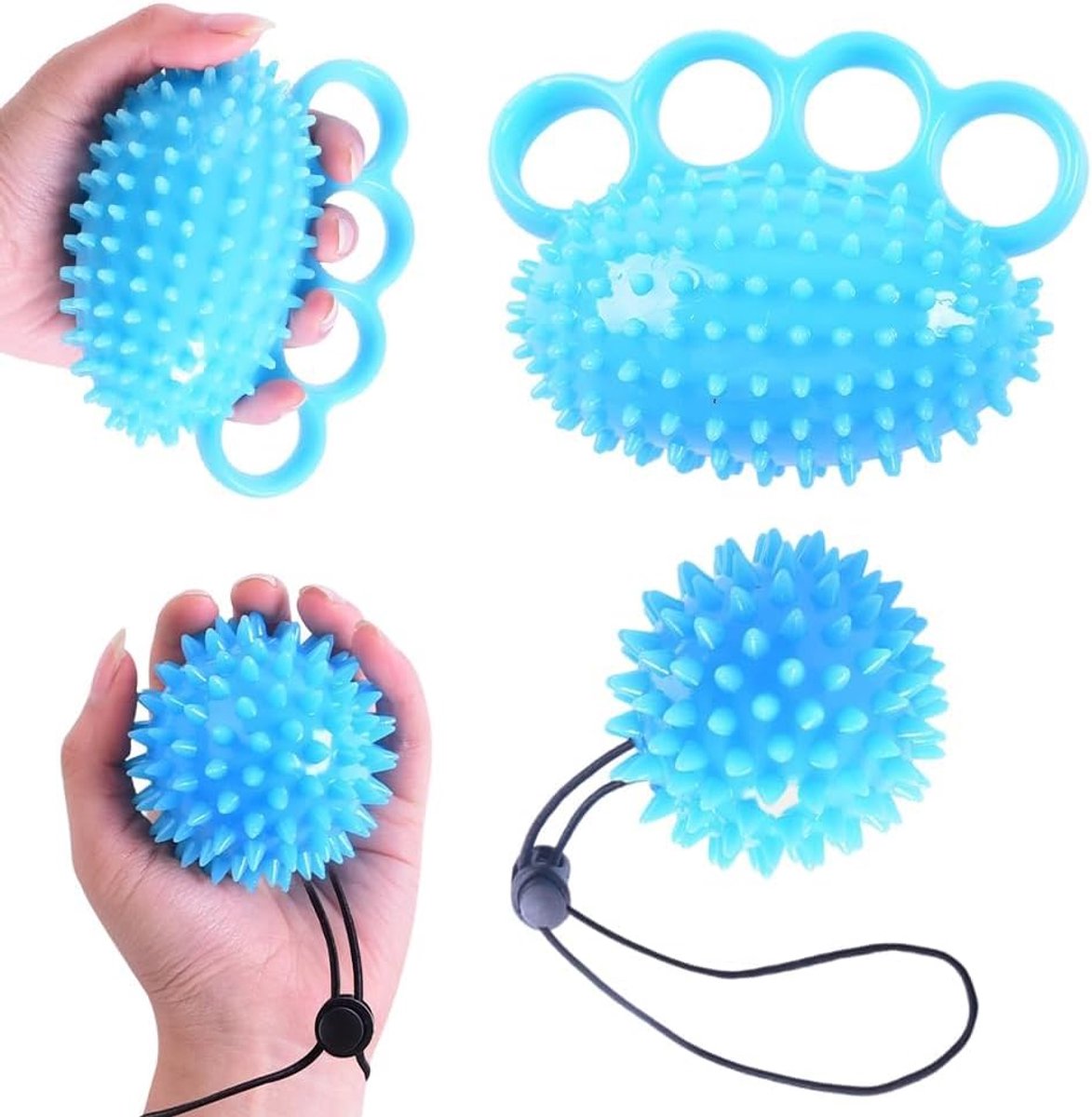 Grip Trainer Ball 2stuks,Handtrainer,Hand Egel Bal Met Elastisch Koord Pols, Zachte Rubberen Kneedbal Voor - ShopVlot