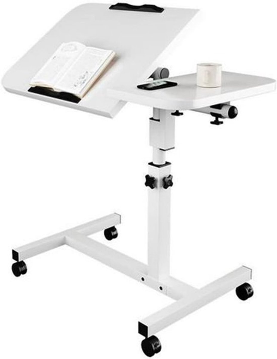 Bedtafel - Voor laptopgebruik - Werktafel - Bureau - Comfortabel werken - In hoogte verstelbaar - 60 x 40 cm - Wit