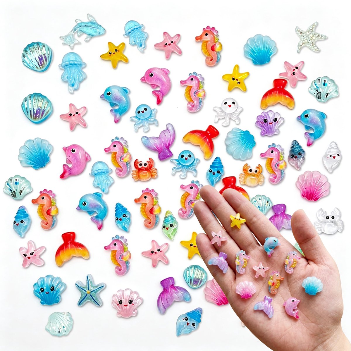 KARIDER 200 Stuks Mini Hars Dierenfiguren Set, Kleurrijke en Blauwe Hars Dierfiguren, Kleine Kunsthars Dierenfiguren - ShopVlot
