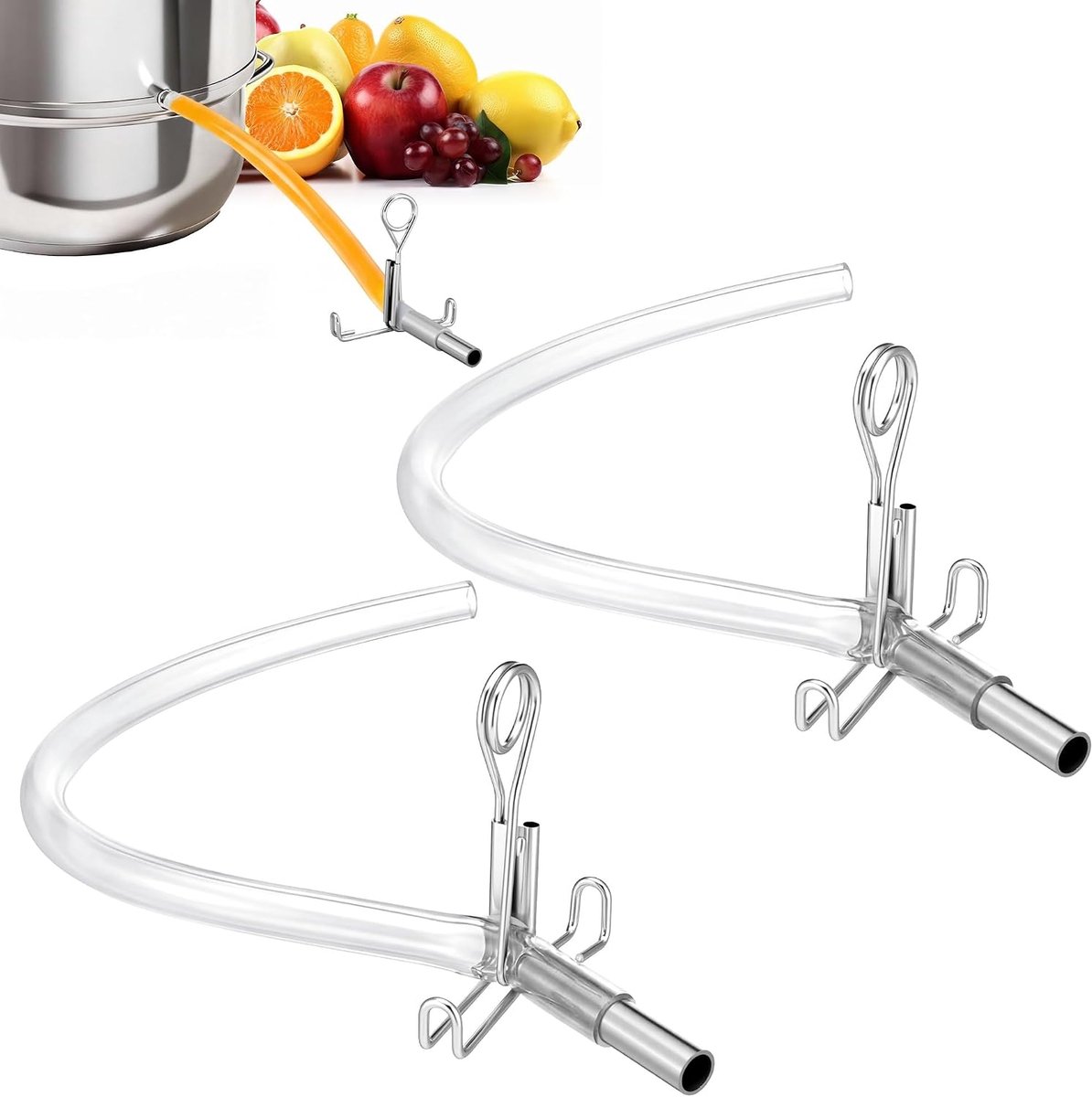 Enhon 2-Piece Juice Maker Hose Set, 2 Transparent Silicone Hoses for Steam Extractor, 2 Stainless Steel Tubes, 2 Hose - ShopVlot