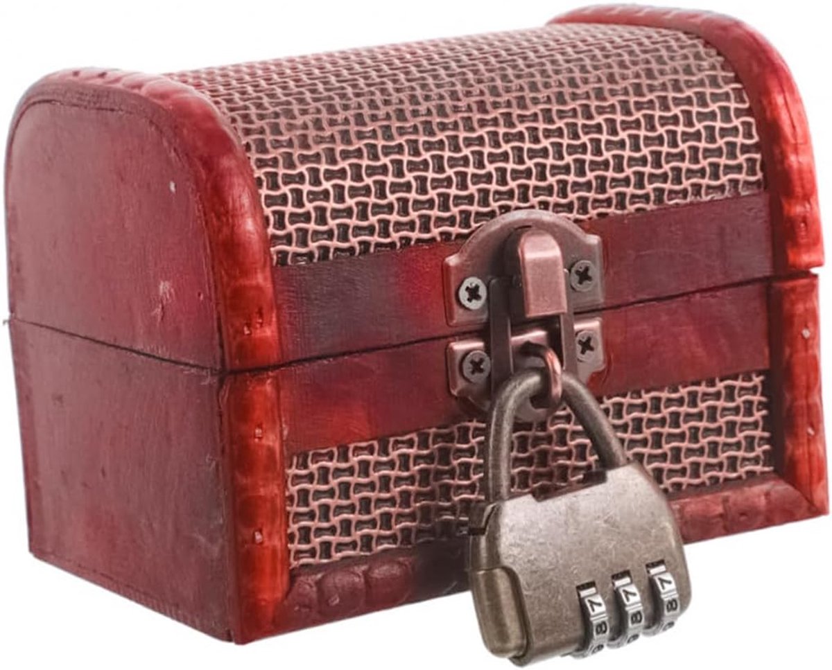 Dailygoods- Sieradenbox Antiek - Opbergdoos met Slot - Houten Opbergdoos - Mini Opbergdoos - Decoratieve Accessoire - Compact 10.5 x 8 x 7.5 cm