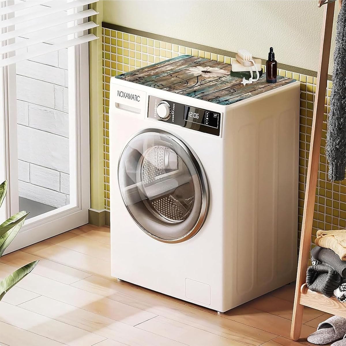 Wasmachinehoes 60x60 cm met antislip pad, rubberen mat voor wasmachine en droger, ideaal voor binnengebruik