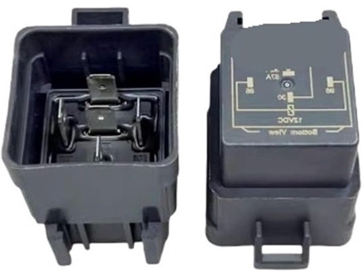 Elektromechanisch relais - Schakelcomponent - Voor elektrische schakeling - 12 volt - 40 ampere - 2 stuks - Zwart