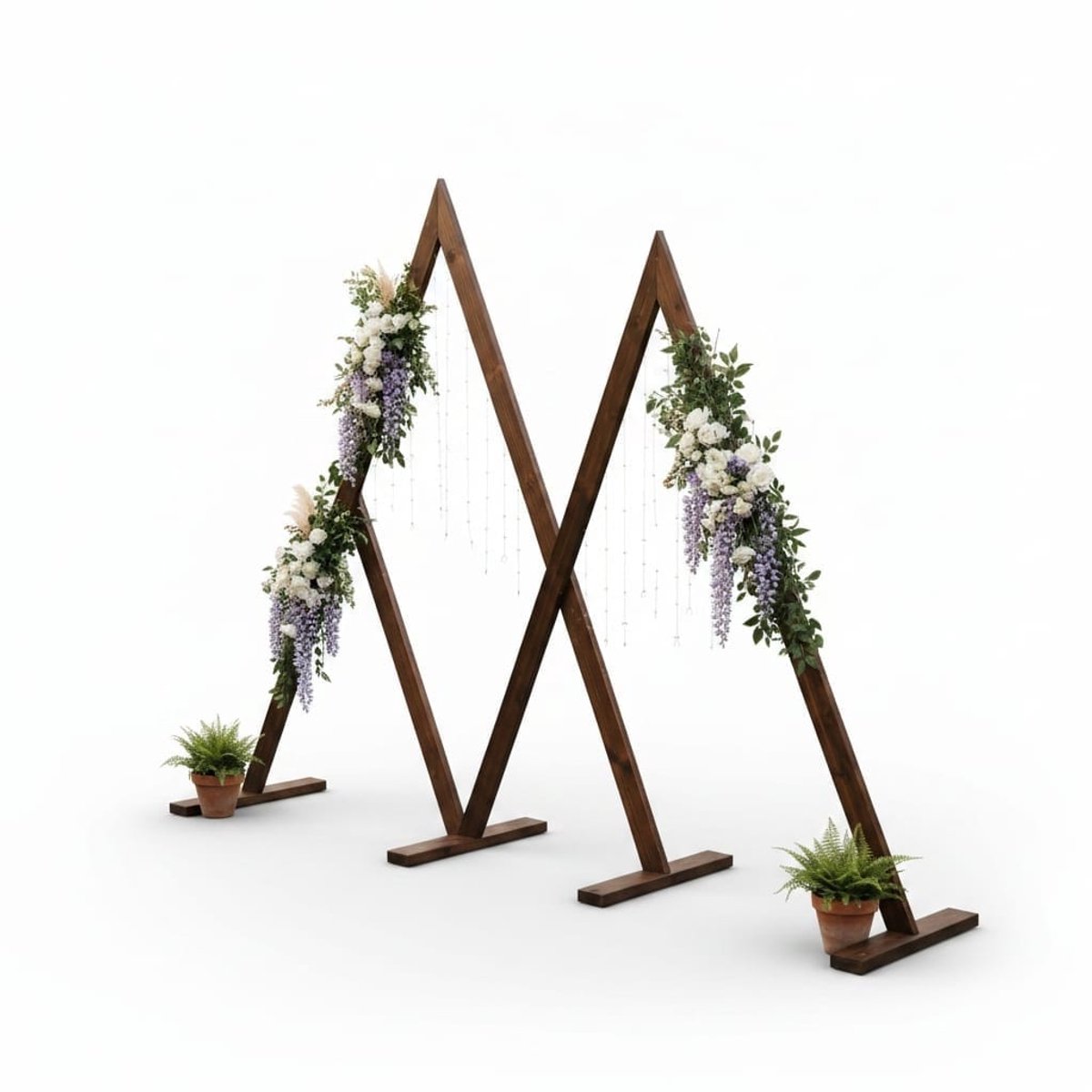 Klarven® Bruiloftsboogstandaard - Trouwboogstandaard - Standaard - Houten Bruiloftsboogstandaard - Stevige Voet voor Trouwboog - Ook voor Tuin en Planten - Set van 2 Stuks