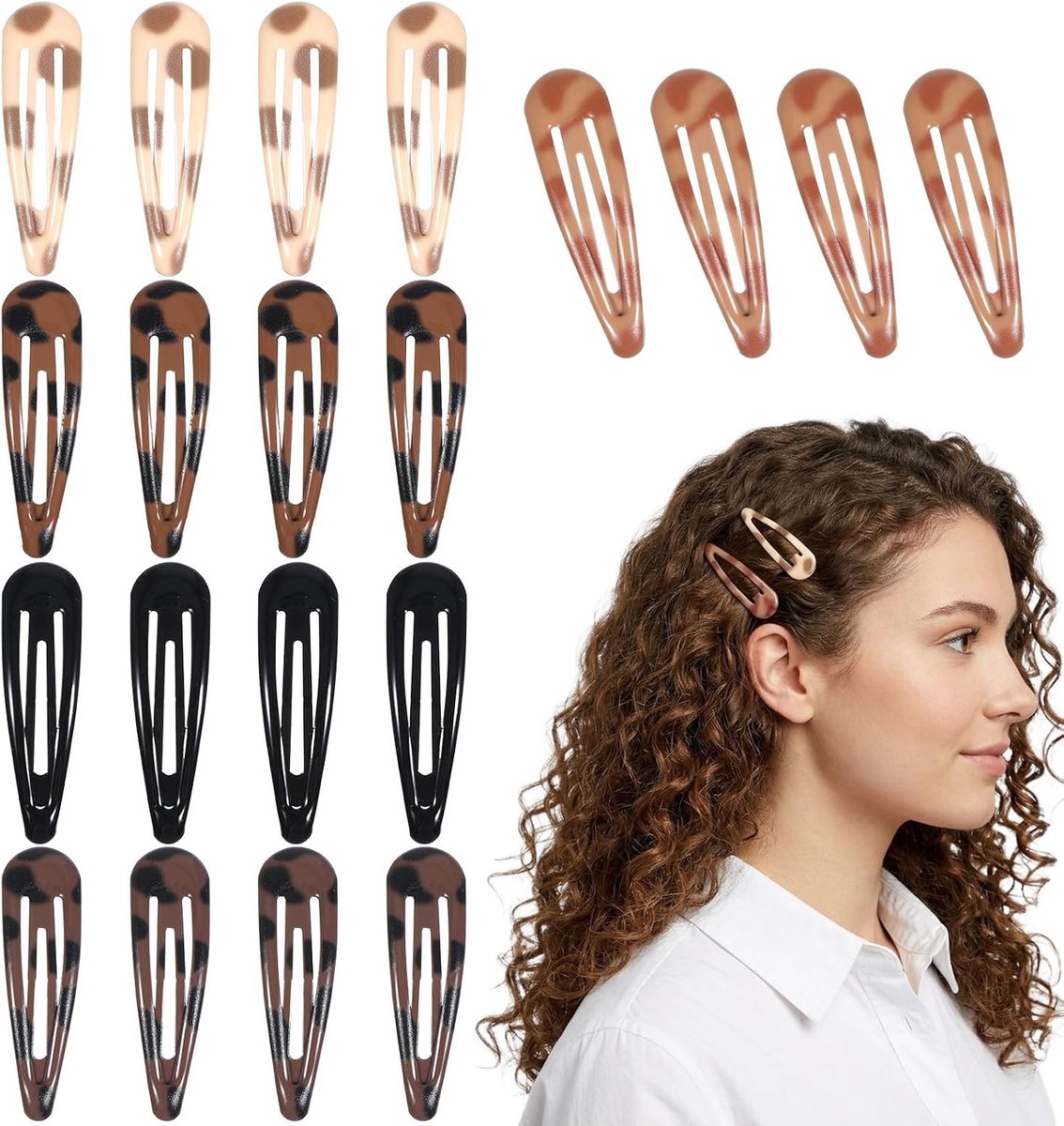 Verpakking met 20 kleine haarspelden, snap-haarclips, haarclips | Schildpad haarspelden snap-haarspeld voor dames dun haar vrouwen meisjes kleine metalen haarspelden vintage