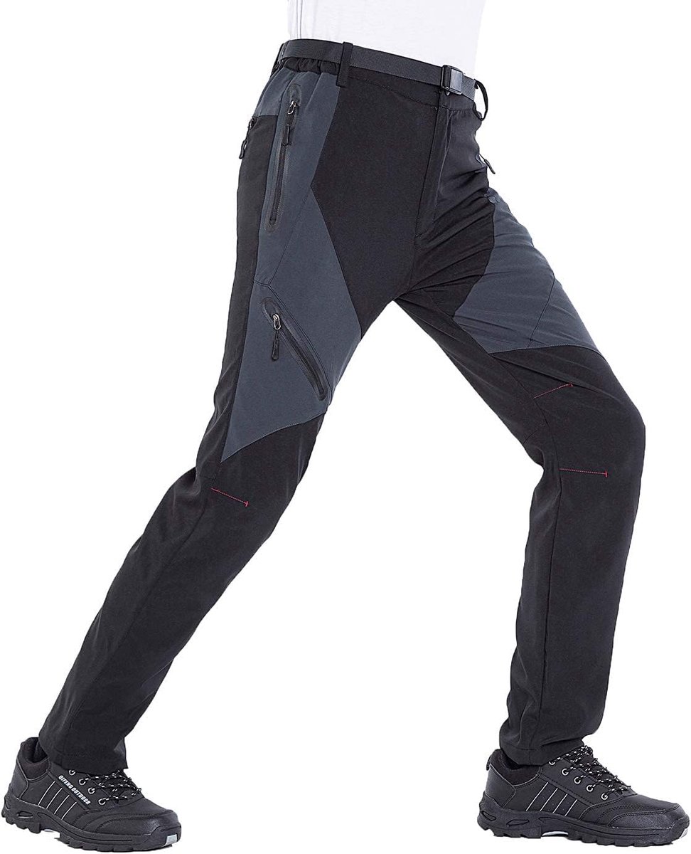 Softshell Lichtgewicht Wandelbroek Outdoor Stretch Sneldrogende Wandelbroek met Ritszakken - - XL