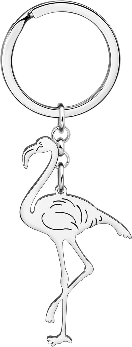 Flamingo Vogel Sleutelhanger Sieraden Valentijnsdag Geschenken voor Vrouwen Meisje Liefde Vogel Charms Autosleutel Sleutelhanger, Vergulde zilveren flamingo sleutelhanger, M