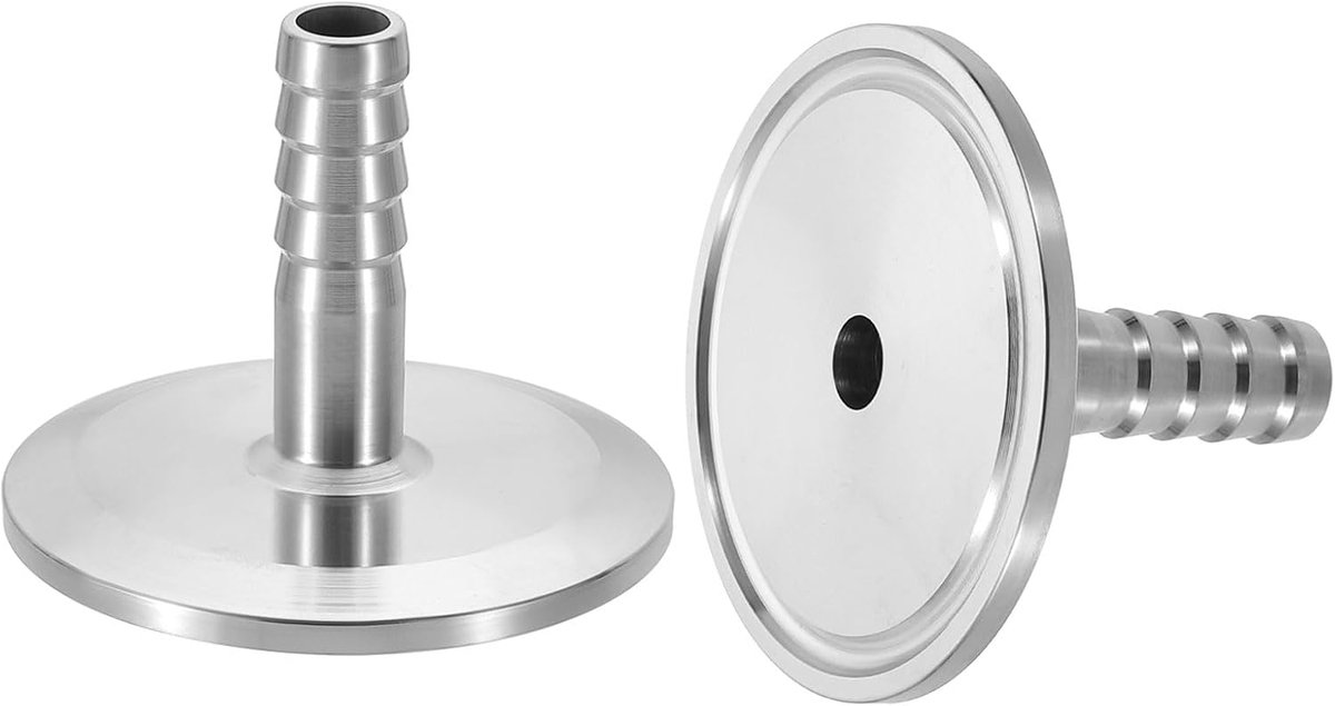 PATIKIL 1.5" Tri Clamps to 2/5" Hose Barbed Wire Adapter, 2pcs Sanitary Tri Clamps Hose Barb Fitting 304 Stainless Steel Pipe for Brewery Winery Food