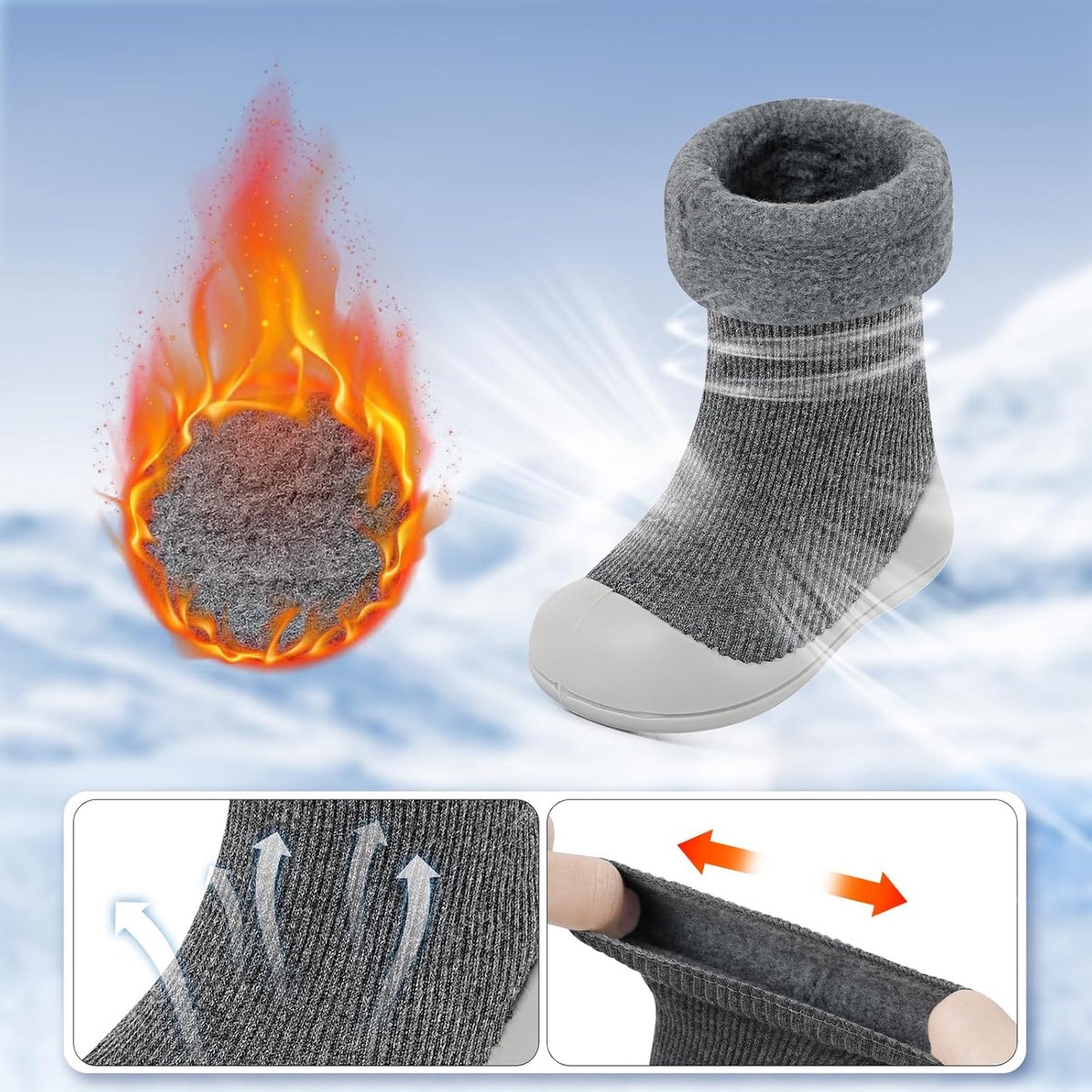 SnelShoppen - Antislip Babysokken Winter voor Eerste Stappen - Comfortabele Babyschoenen voor Jongens en Meisjes - Warm, Zacht, Diverse Kleuren, Perfe