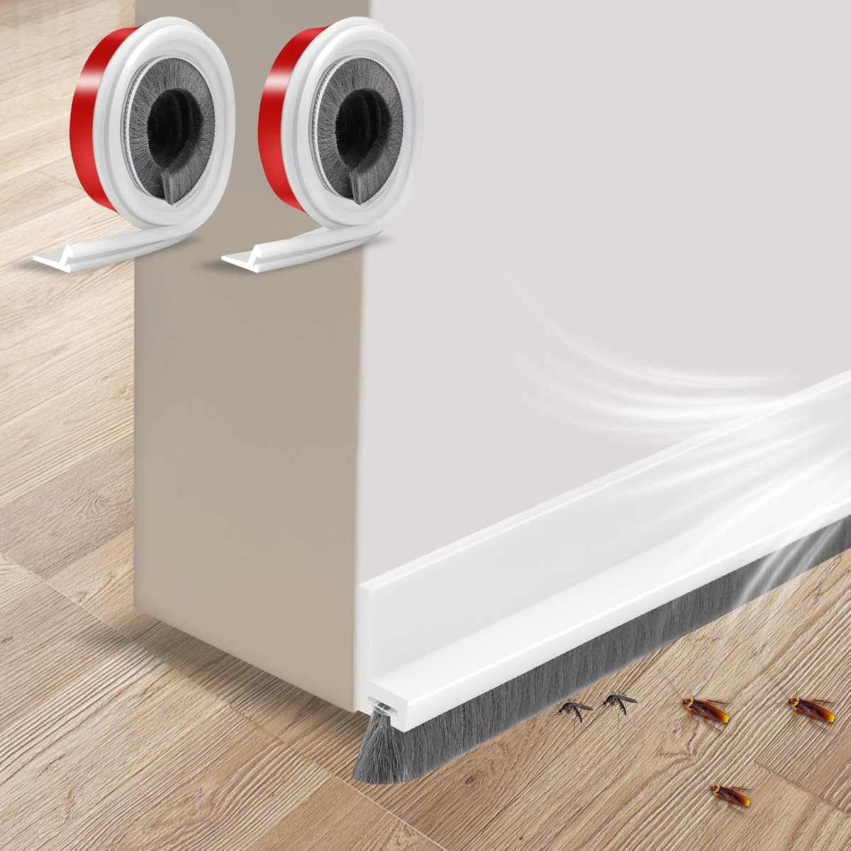 SnelShoppen - 2 stuks 100 cm deurborstel wit - Afdichtingsstrips voor deuren - Isolatie en deurafdichting - Zelfklevend en op maat te snijden - Tochts