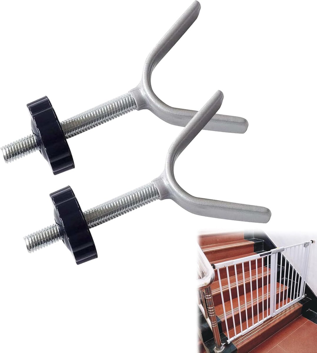 SnelShoppen - Baby Gates Accessoires voor Traphekken en Huisdierenhekken - 2 Stuks Zwart - Y-vormige Adapter en Railing Port Adapter voor Veiligheid b