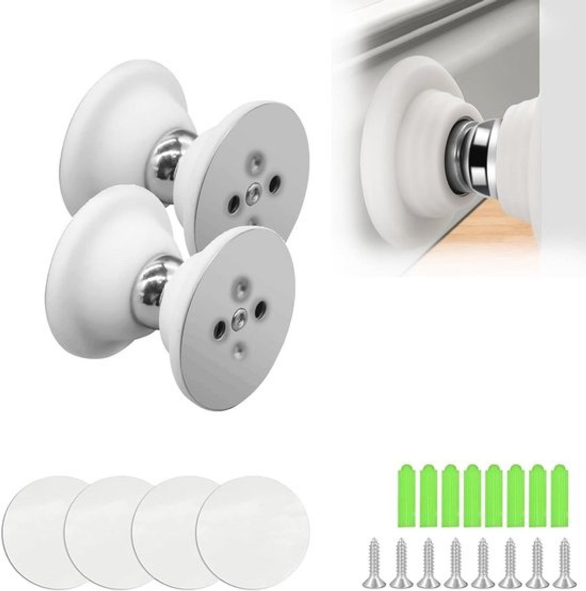 2 stuks - Magnetische deurstoppers - Met dubbelzijdig plakband en schroeven
