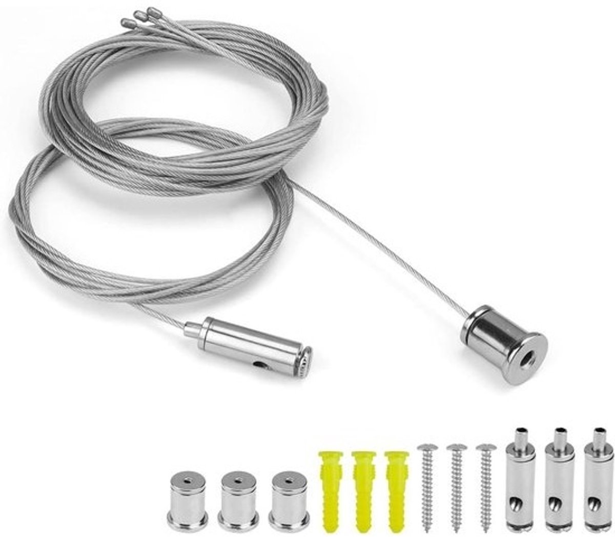 Ophangsystemen voor roestvrijstalen lampen - Verstelbare staalkabel - 2 meter lang - Zilver - Plafondlampen - Woonkamer - Badkamer - Kantoor