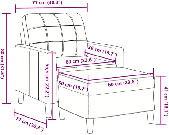 vidaXL - Fauteuil - met - voetenbank - 60 - cm - fluweel - roze van Vidaxl — afbeelding 4