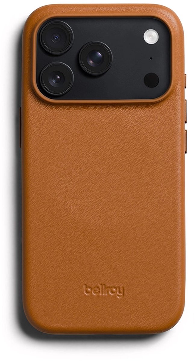 Bellroy Full Lederen iPhone 18 Pro Hoesje - Compatibel met MagSafe - Met Twee Accessoire Bevestigingspunten - Duurzaam en Stijlvol Ontwerp - Bruin