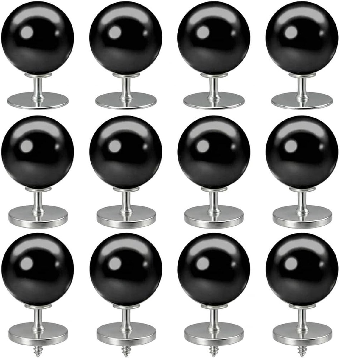 Knopen zonder naaien, 14 mm, drukknoopbroche elegant, geen gaten, zacht voor stoffen, ideaal voor blouse, gebreide jas, halsuitsnijding, parelknopen, zwart