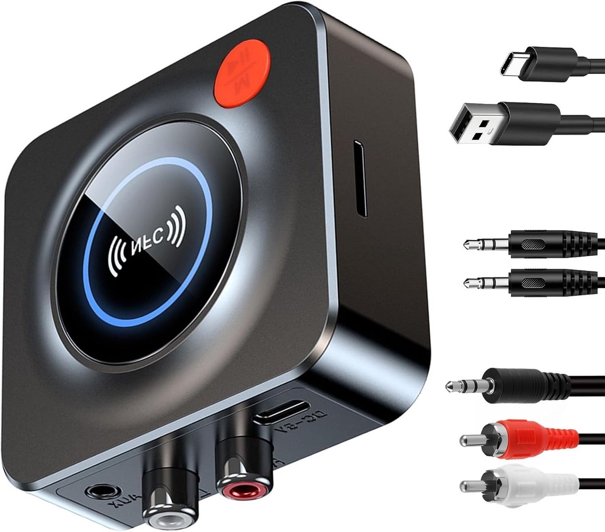 Draadloze Bluetooth 5.1 AUX Adapter, Compacte Stereo HiFi Audio Ontvanger voor Muziekstreaming