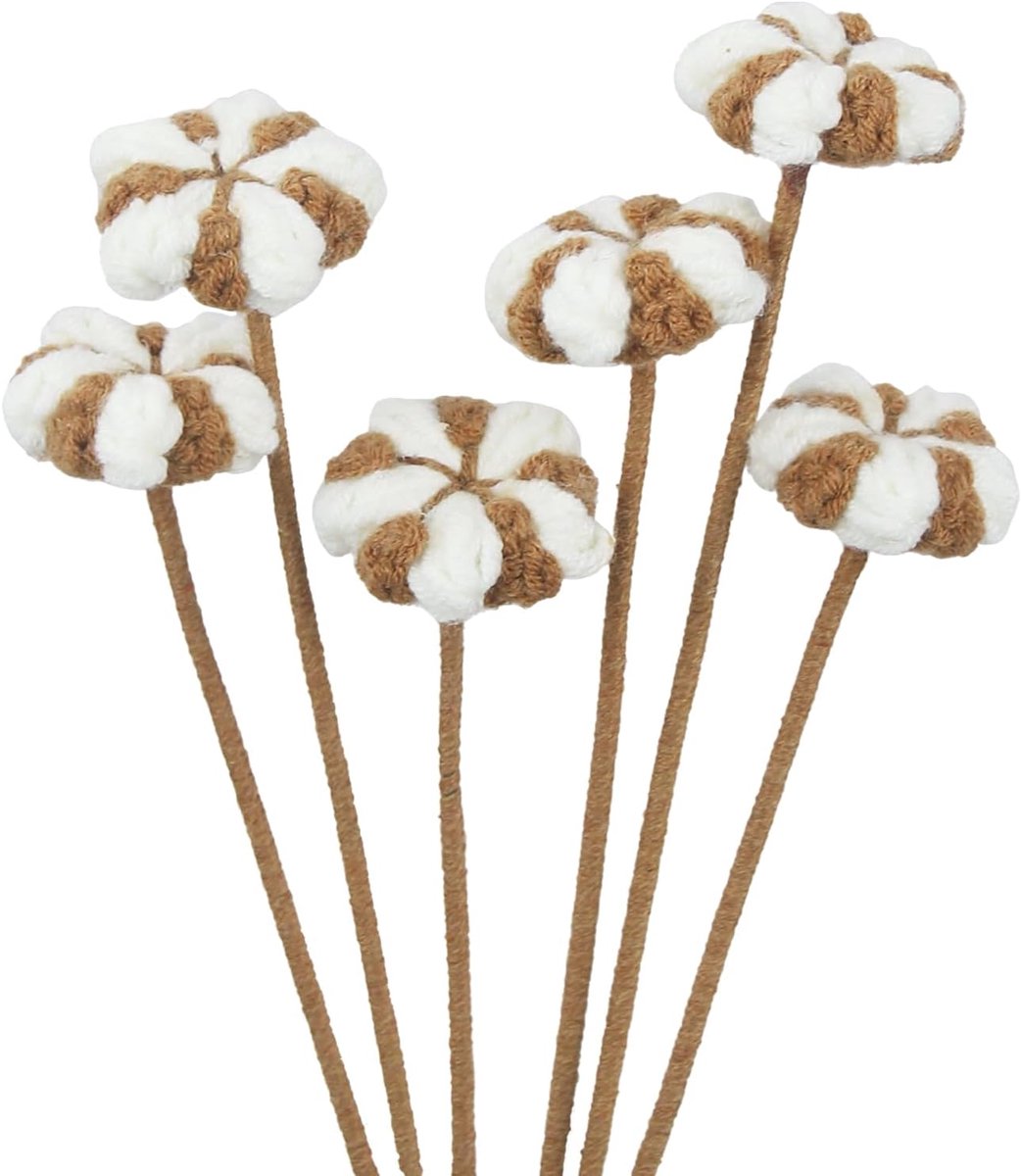 6 stuks gehaakte kunstkatoenen bloemen, geel, handgemaakt, Moederdag, verjaardag, bruiloft of voor vrouwen, moeders, echtgenoten en vriendinnen.