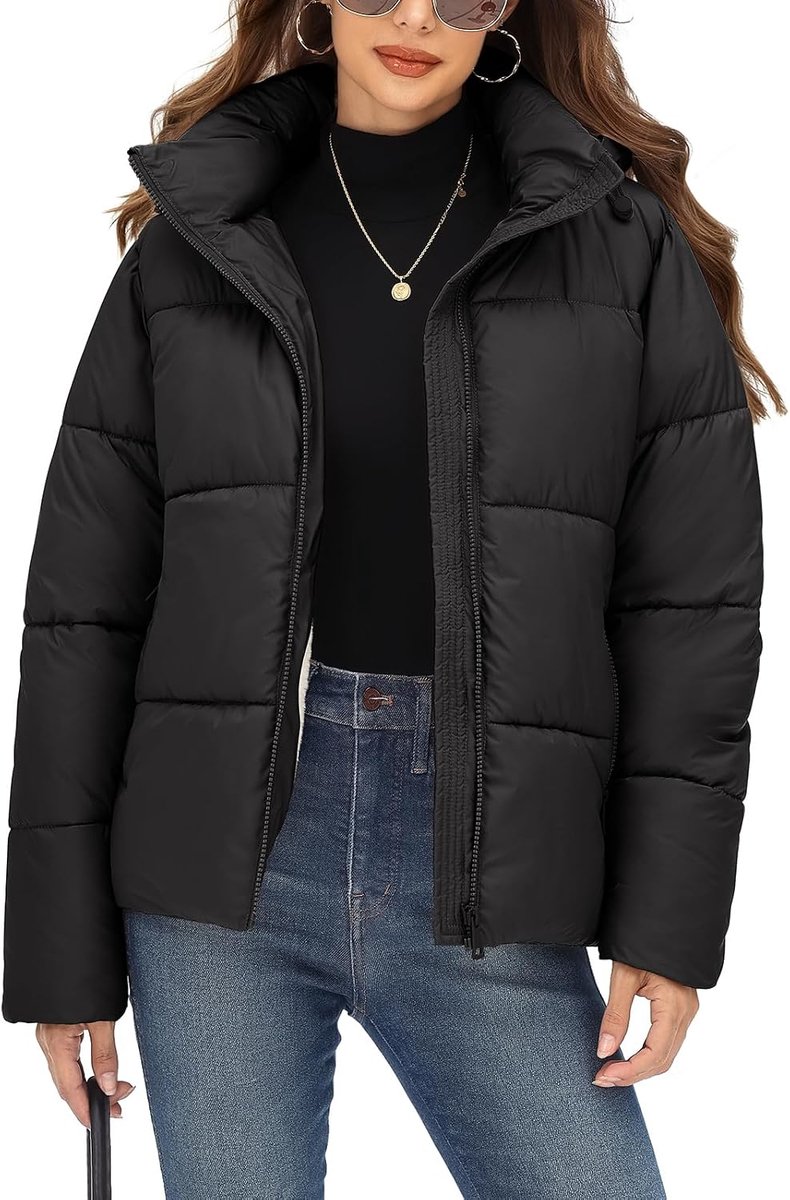 Korte winterjas voor dames, gewatteerd, waterafstotend, met