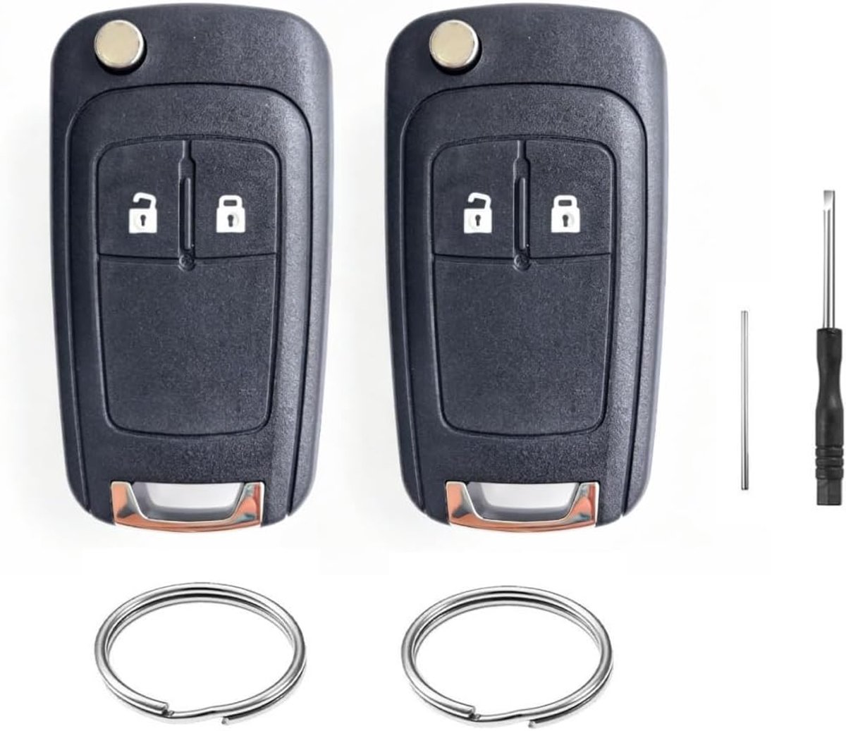 2 stuks autosleutelbehuizing met 2 toetsen voor Opel Adam Astra Insignia Mokka Meriva Movano Karl Waterval Zafira C Tourer Chevy Cruze Aveo Orlando Trax Spark Captiva Matiz afstandsbediening sleutel