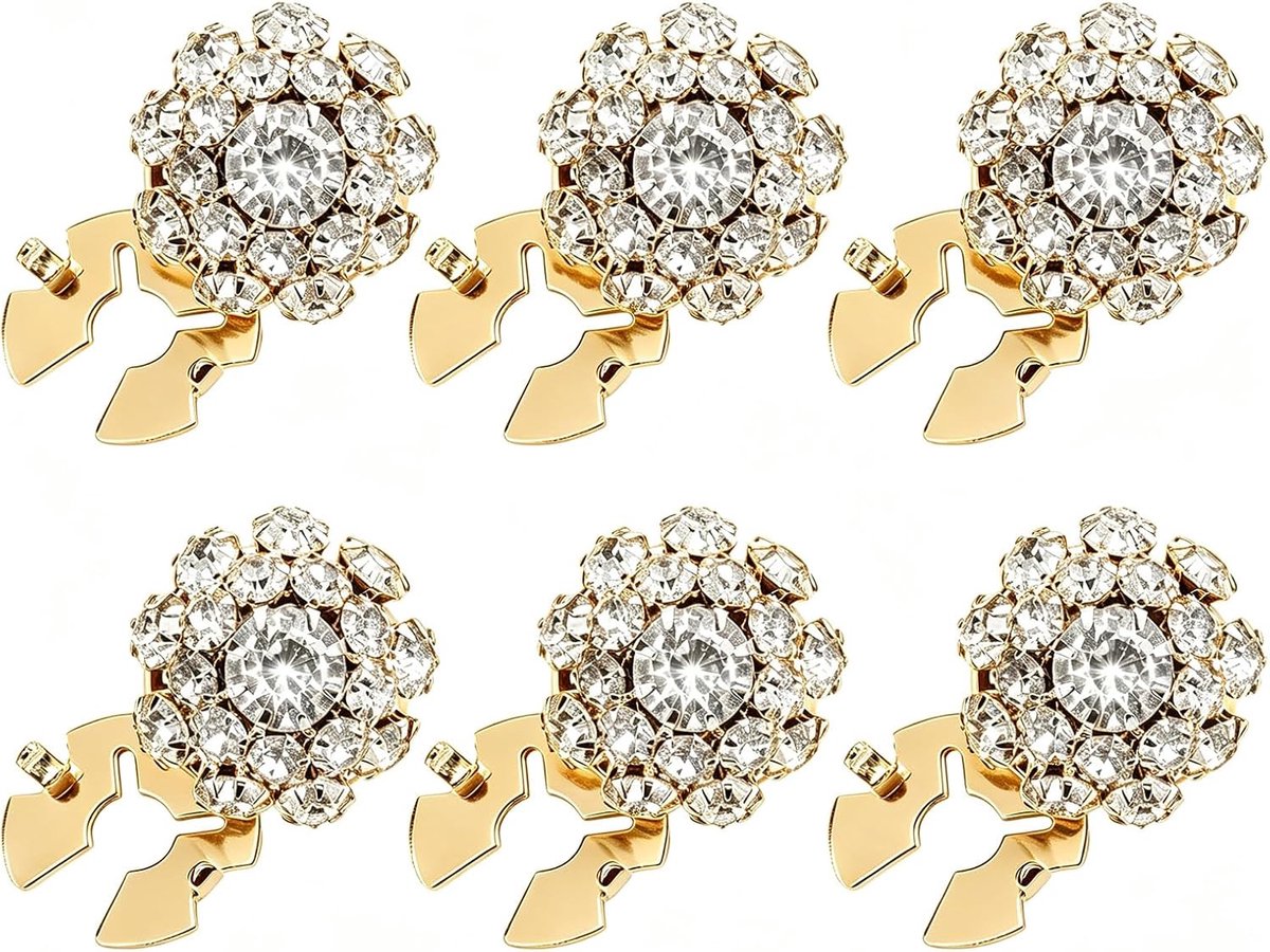 Knopen, opstrijkbaar met glittersteentjes, afneembare manchetknopen 22 mm met kliksluiting, voor overhemd, pak en feestkleding