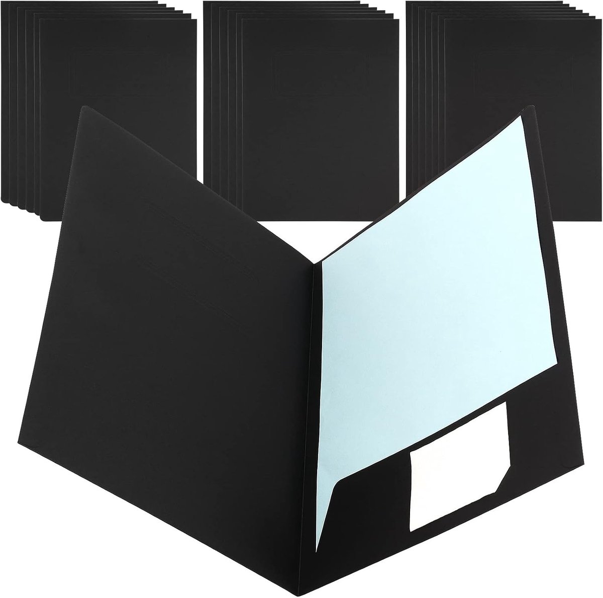 20 Stuks Zwarte A4 Kraft Papier Mappen, Presentatiemappen met Visitekaartjeshouder, Ideaal voor Documenten en Rapporten