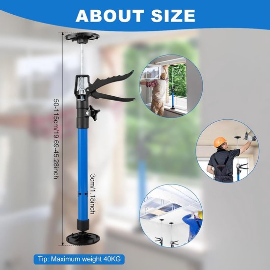 Verstelbare Steunen voor Plafondmontage, Set van 2, 30-59 cm/50-115 cm, Maximale Draagcapaciteit 40 kg, Geschikt voor Plafondbevestiging en Gipsplaten — afbeelding 4