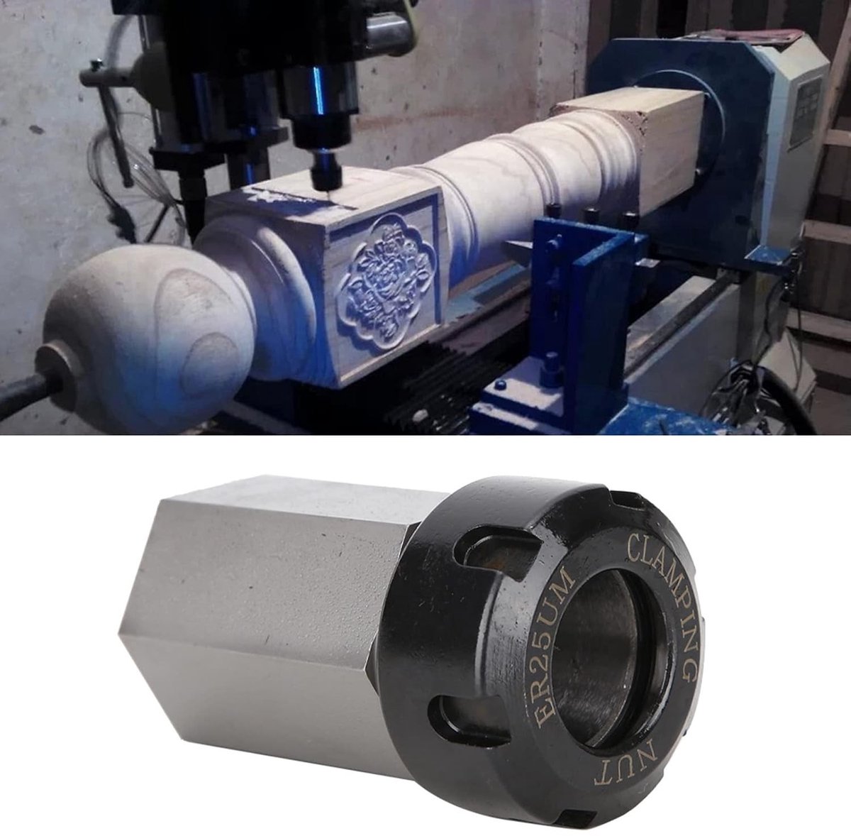 Hex ER25 Collet Block 42mm OD 21mm ID - Collet Houder van Koolstofstaal voor CNC Draaibank en Graveermachine met Precisie en Duurzaamheid