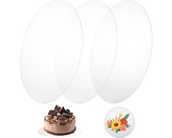 SHUESS Pack of 3 Cake Plate, Round 30 cm, Acrylic Cake Plate, Reusable, Cake Plates, for Transportation, Pies and Cake - ShopVlot