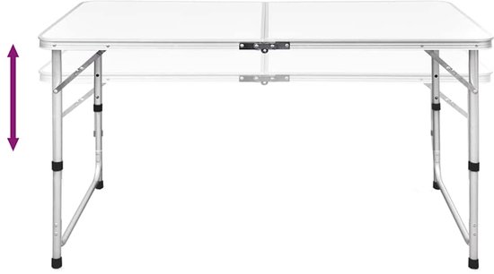 vidaXL - Campingtafel - inklapbaar - en - verstelbaar - aluminium - 120 - x - 60 - cm - 4 - stoelen van Merkloos — afbeelding 3