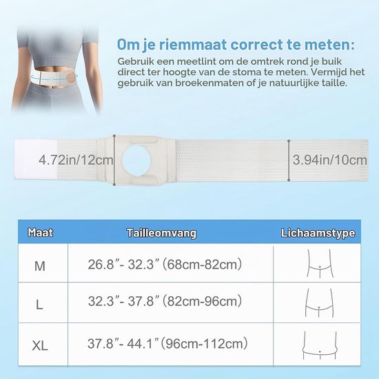 Verstelbare Steunband voor Stoma en Hernia met Openingen voor Colostomie en Preventie van Parastomale Hernia's (M) — afbeelding 2