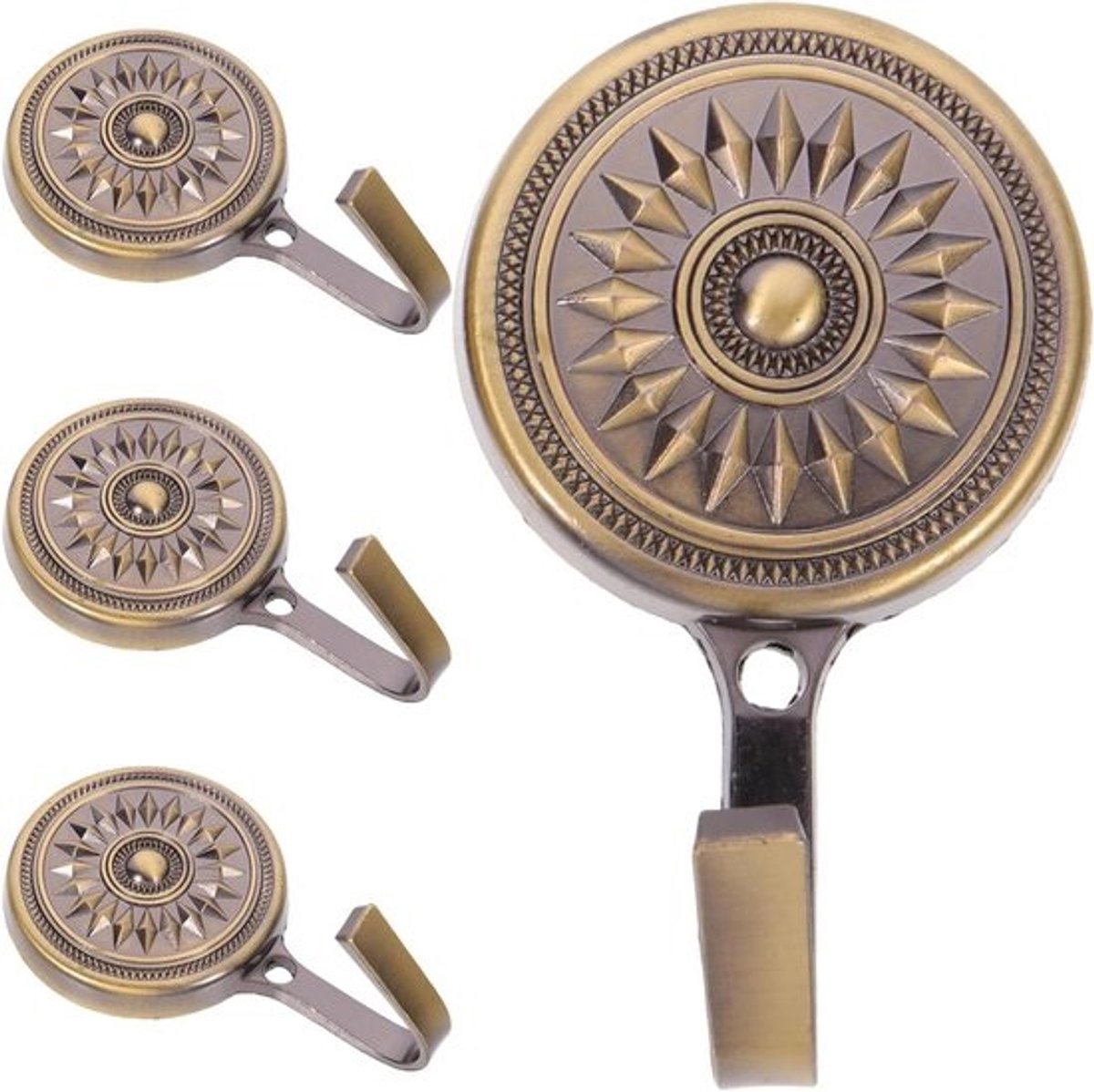Set gordijnbinders - Gordijnhouders voor de muur - Gordijnen ophangen - Vintage stijl - 87 cm - Goud
