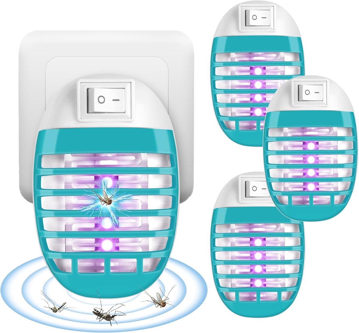 Effectieve Anti-Muggen Lamp - 4 Stuks UV Lamp voor Binnen, Elektrische Insectenbestrijding, Vliegende Insecten Doden en Muggen Vangen