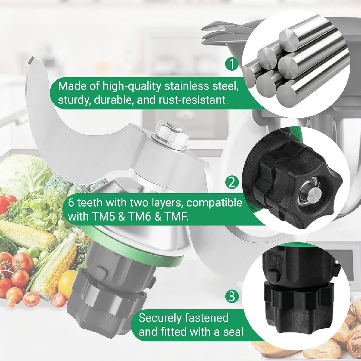 Dough Knife Compatible with TM5 TM6 TMF, Stainless Steel Dough Mixing Knife, Knives, Brush Knife Spare Parts, Food - ShopVlot