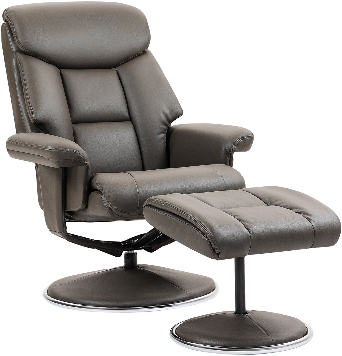 Homona Relaxfauteuil met hocker - Verstelbare rugleuning - Met wippfunctie - Kunstleer - 81 x 95 x 107 cm - Grijs