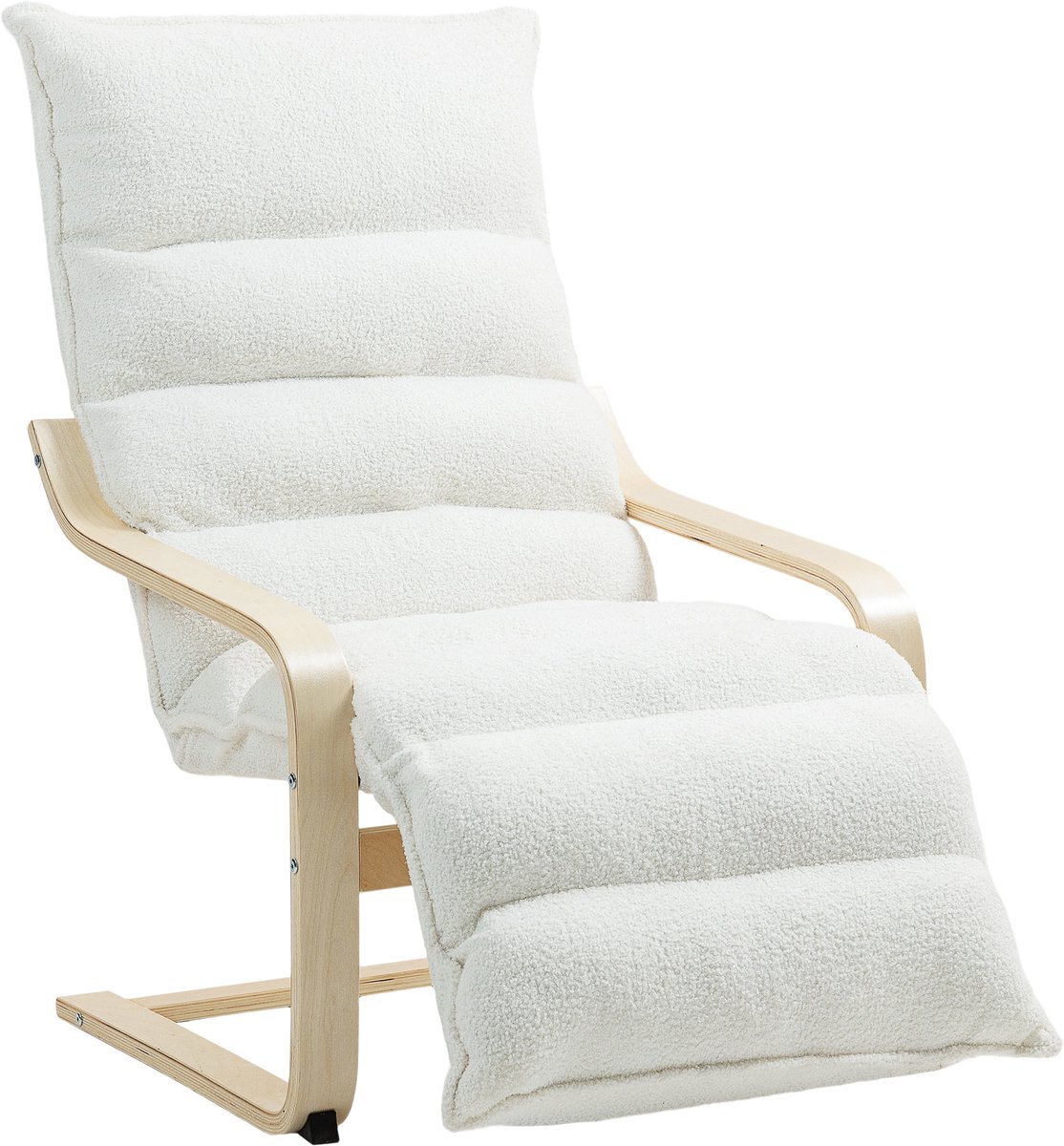 Homona Schommelfauteuil met voetensteun - Met sherpa-fleece - 67 x 93-114 x 105 cm - Wit