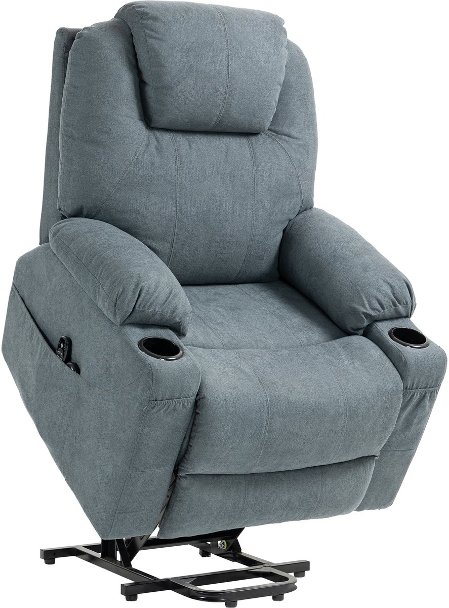 Homona Elektrische sta-opfauteuil met massagefunctie - 8 massagepunten en lendenwarmte - Met bekerhouder - 90 x 101 x 107 cm - Donkergrijs