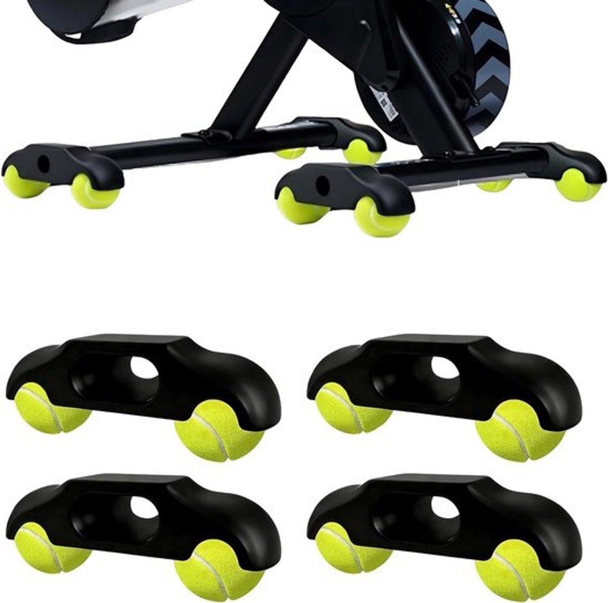 Rocker Plate-voeten - Accessoires voor fietstrainer - Indoor cycling - Verbeterde stabiliteit en comfort - 4 adapters en 8 ballen - Zwart