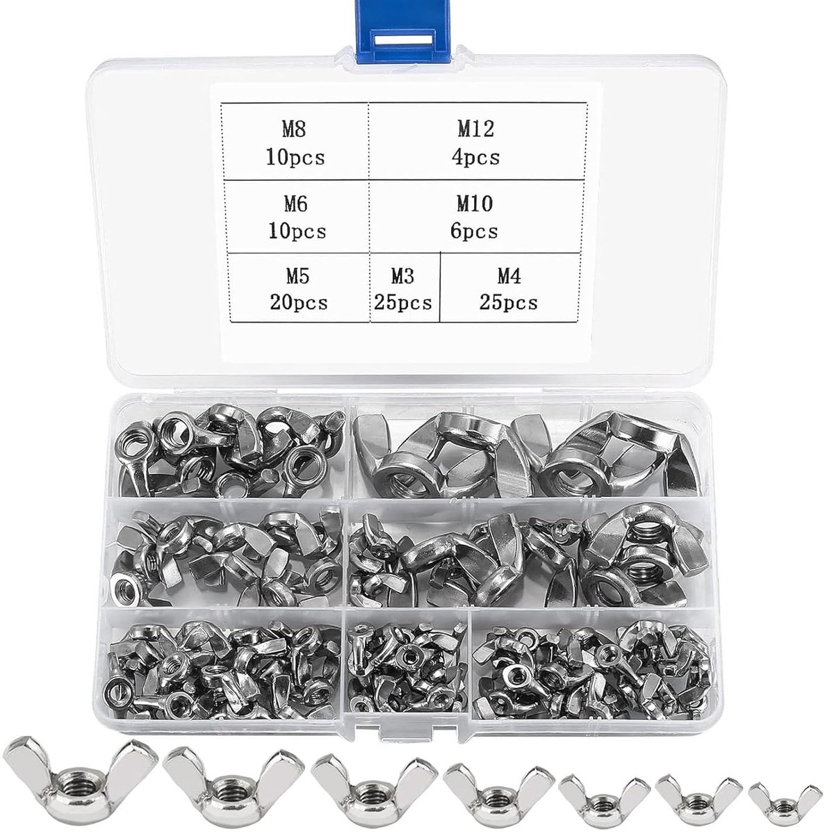 Wing Nuts Set of 100 Wing Nuts Wing Screws Wing Nuts M3 M4 M5 M6 M8 M10 M12 DIY Tools Electronic Devices Hardware - ShopVlot