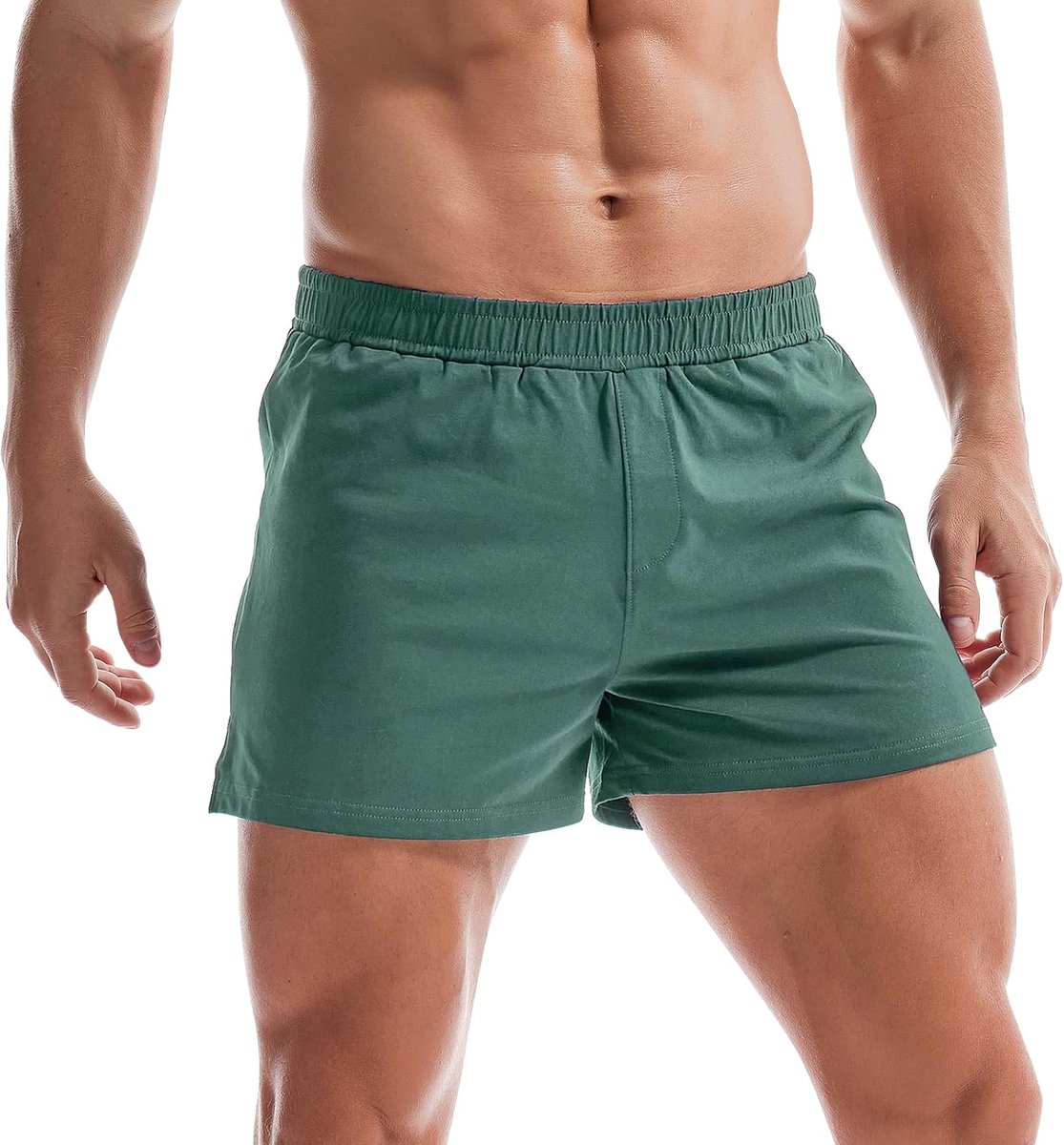 Coulee Slaapbroek voor heren, kort, katoen, 7,5 cm, lichte pyjamabroek voor heren, korte zijsplitten, shorts