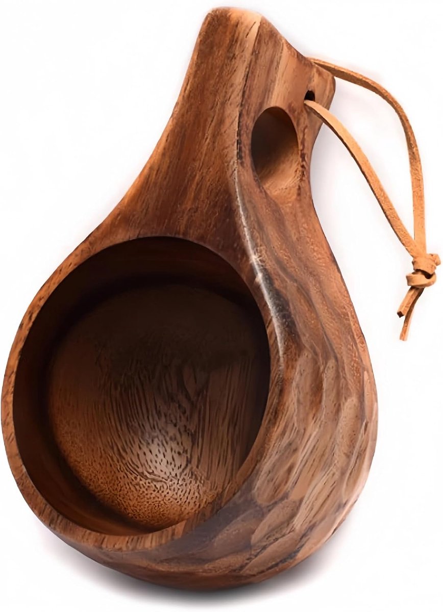 Houten mok, 200 ml, Scandinavische houten koffiemok, draagbaar, kuksa beker voor kamperen, natuurlijk, handgemaakt, voor buitenactiviteiten of als cadeau