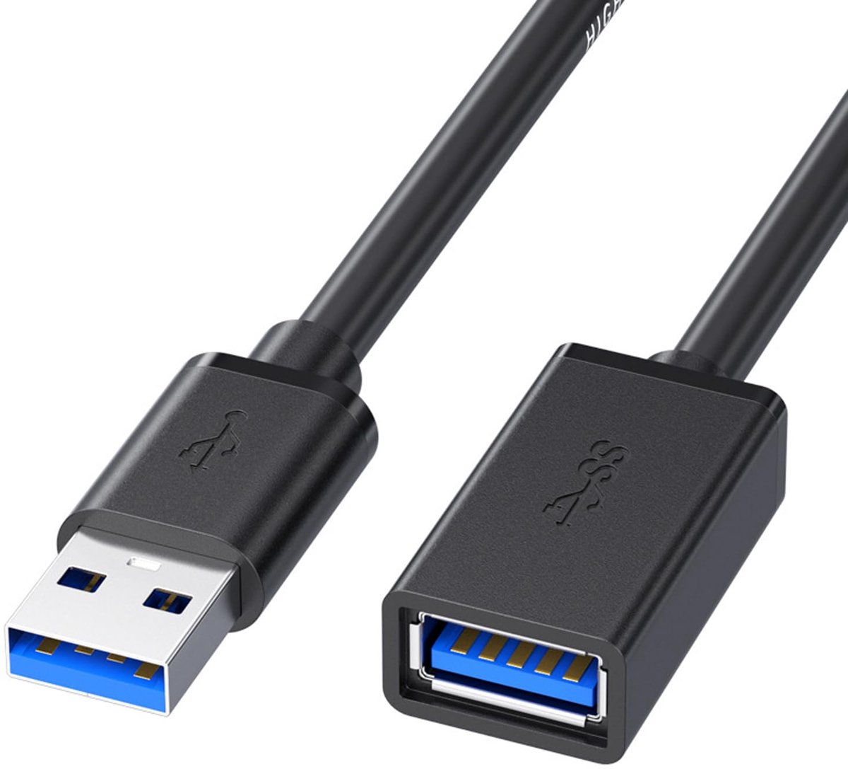 3.0 Verlengkabel 50cm, USB 3.0 High Speed Extender Cord Type A Mannelijk naar A Vrouwelijk voor Playstation, Xbox, USB Flash Drive, Harde Schijf, Kaartlezer, Scanner, Printer, Toetsenbord