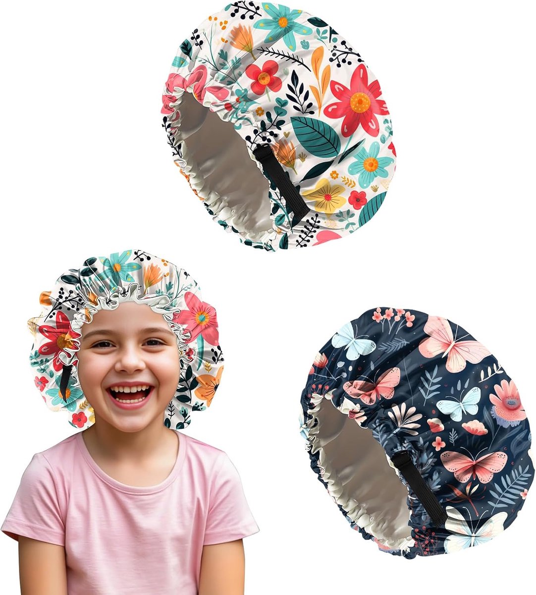 2 STKS Kids Bonnets voor Meisjes Jongens Satijnen Haar Bonnet Verstelbare Dubbellaags Zijde Kind Nachtslapen Cap Leuke