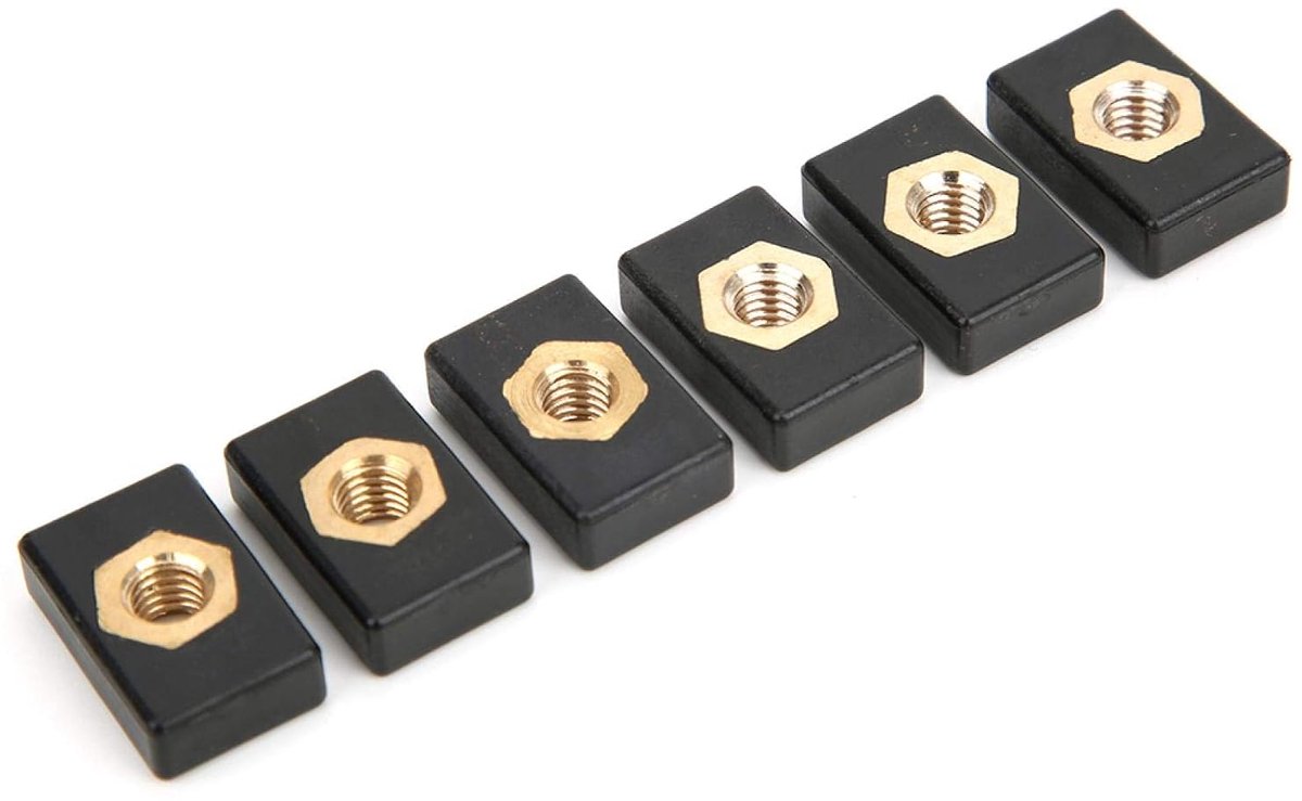 6 delige vierkante moerset, lichtgewicht metalen kunststof moerset, rackrailadapter, moerenassortimentset, mariene accessoires, voor kajak kanoboten