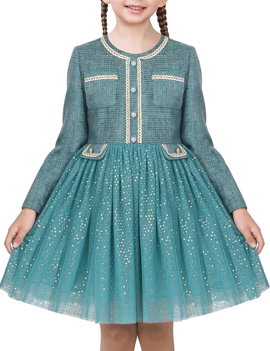 Beige Crème Pailletten Hart Vlinder Tule Rok Lange Mouw