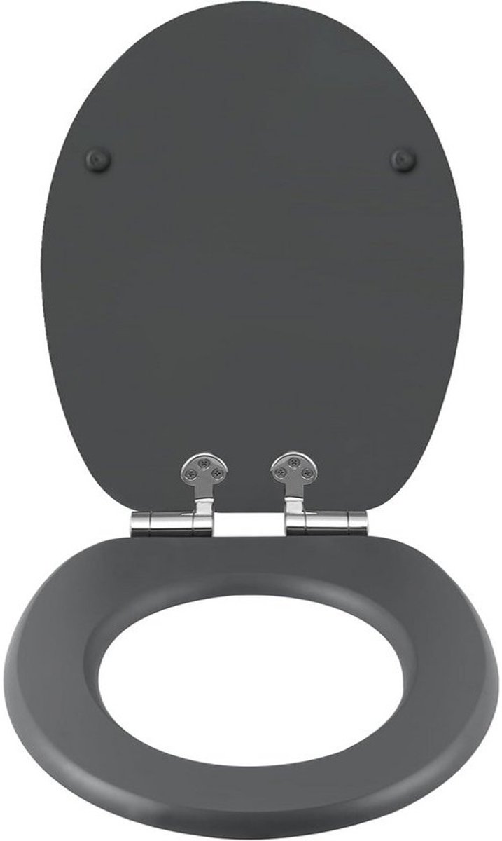 Toiletdeksel met softclose en quick-releasefunctie - voor eenvoudige montage en reiniging - Antibacterieel MDF - antraciet