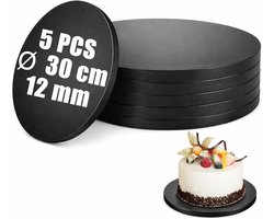 SHUESS Cake Mat, Pack of 5, 30 cm, 12 mm, Round Cake Mat, Black, Reusable, Cake Pad for Transport and Cake - ShopVlot