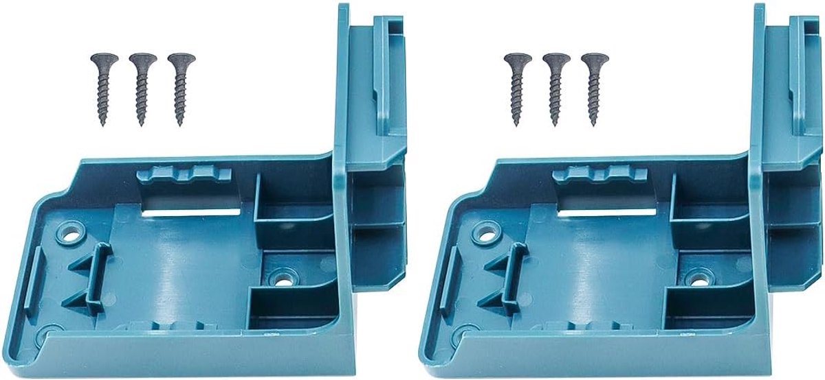 2 stuks batterijhouder compatibel met 14.4-18v, batterijopslagrek, 2-in-1 boorhouder voor wandmontage, hanger voor oplader, accuboormachine, blauw