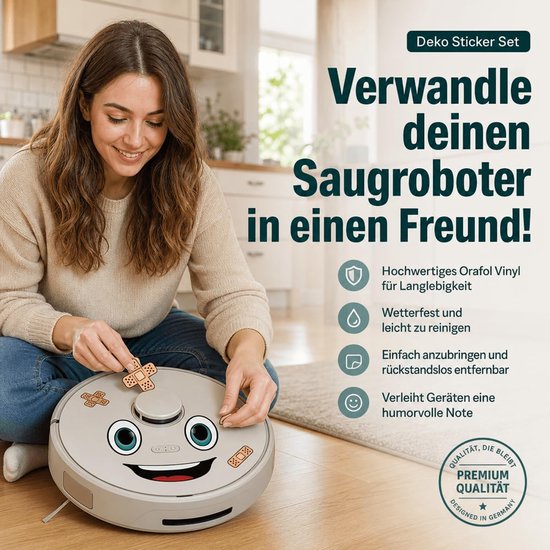 Gezichtsoog voor Stofzuigerrobot Maairobot Wischroboter Thermomix Stofzuigerrobot Vuilnisbakken Decoratie Sticker Set Robot — afbeelding 4